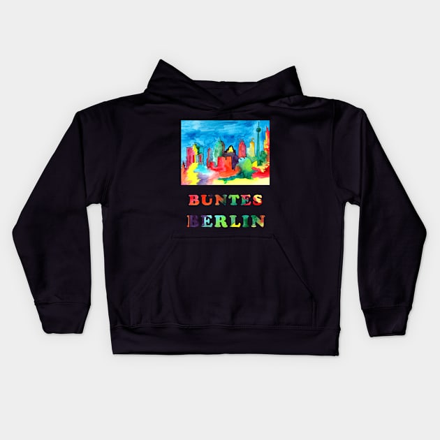 Buntes Berlin - watercolour sketch of Berlin landmarks Kids Hoodie by Elena Ehrenberg